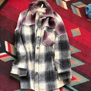 Zenana Outfitters Plaid Jacket - Black, Cream, Red